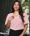 Allover Print Puff Sleeve Red Blouse